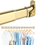 Oval Closet Rod for Hanging Clothes 18.2 to 31 Inch, Includes End Supports, Adjustable Wardrobe Tube, Heavy Duty