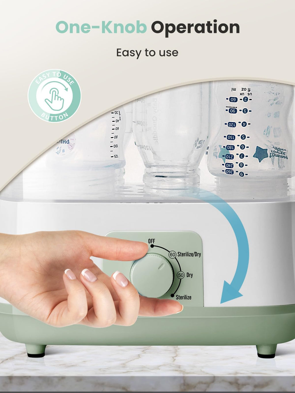 Multi-Function Large Capacity Baby Bottle Sterilizer and Dryer, Green