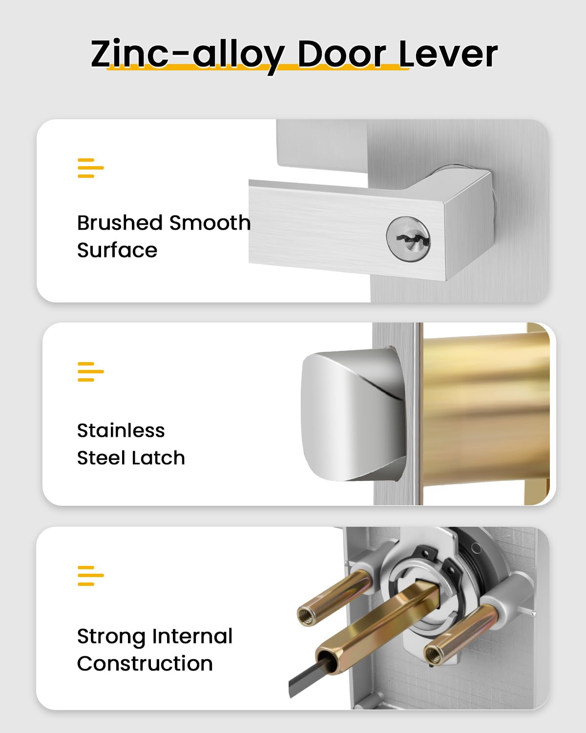 Brushed Nickel Exterior Door Handle with deadbolt 1 Pack