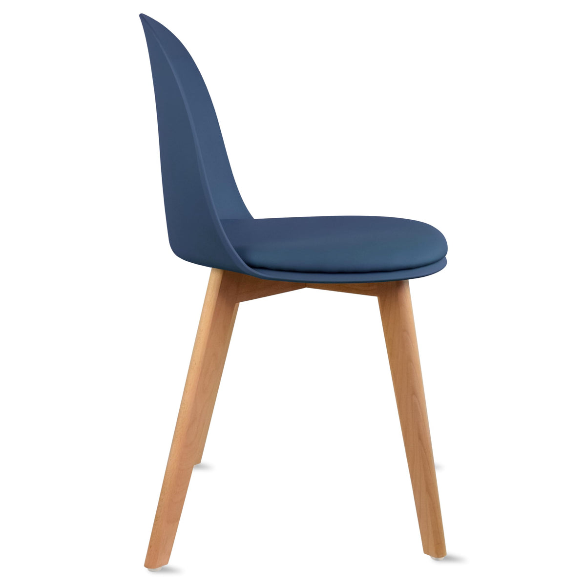 Inspired Eames Style Modern Armless Dining Chair | Plastic Shell with PU Leather Cushion Padded Seat and Wooden Legs | Indoor or Outdoor