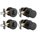 Black Door Knobs with Deadbolt, Zinc Alloy Exterior Front Door Knobs and Single Cylinder Deadbolt, Matte Black Front