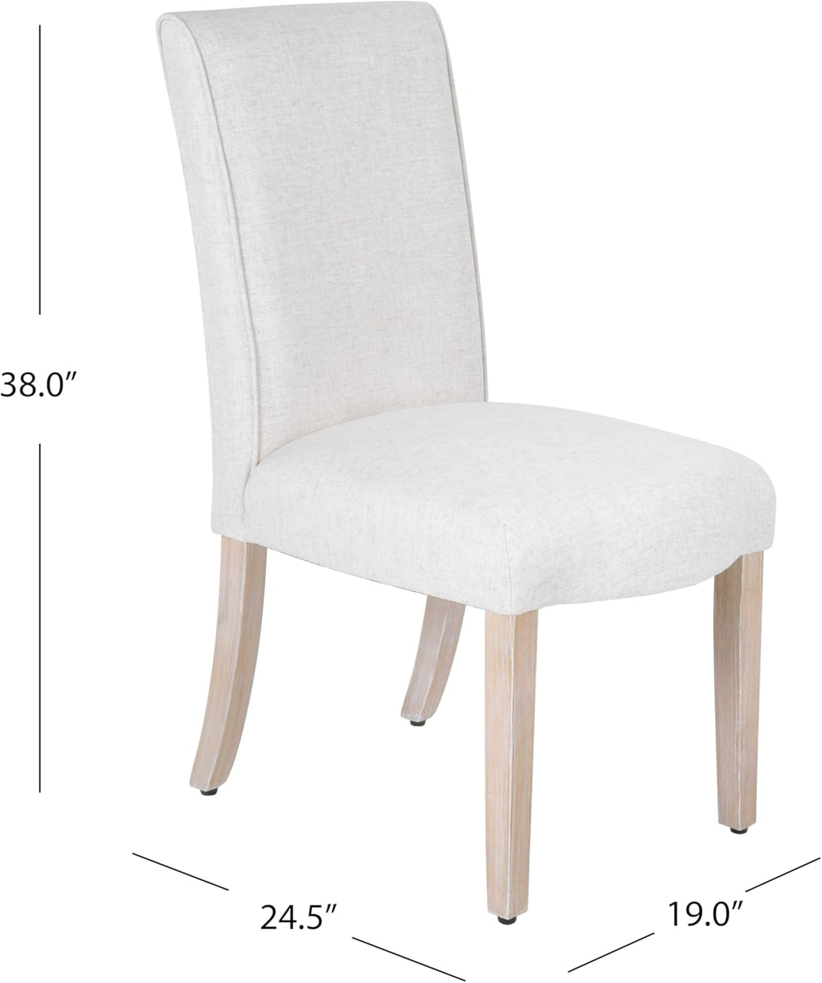 Scalloped Detail Dining Chair, Upholstered Parsons Dining Chairs, Decorative Home Furniture, Cream Textured Woven (Set