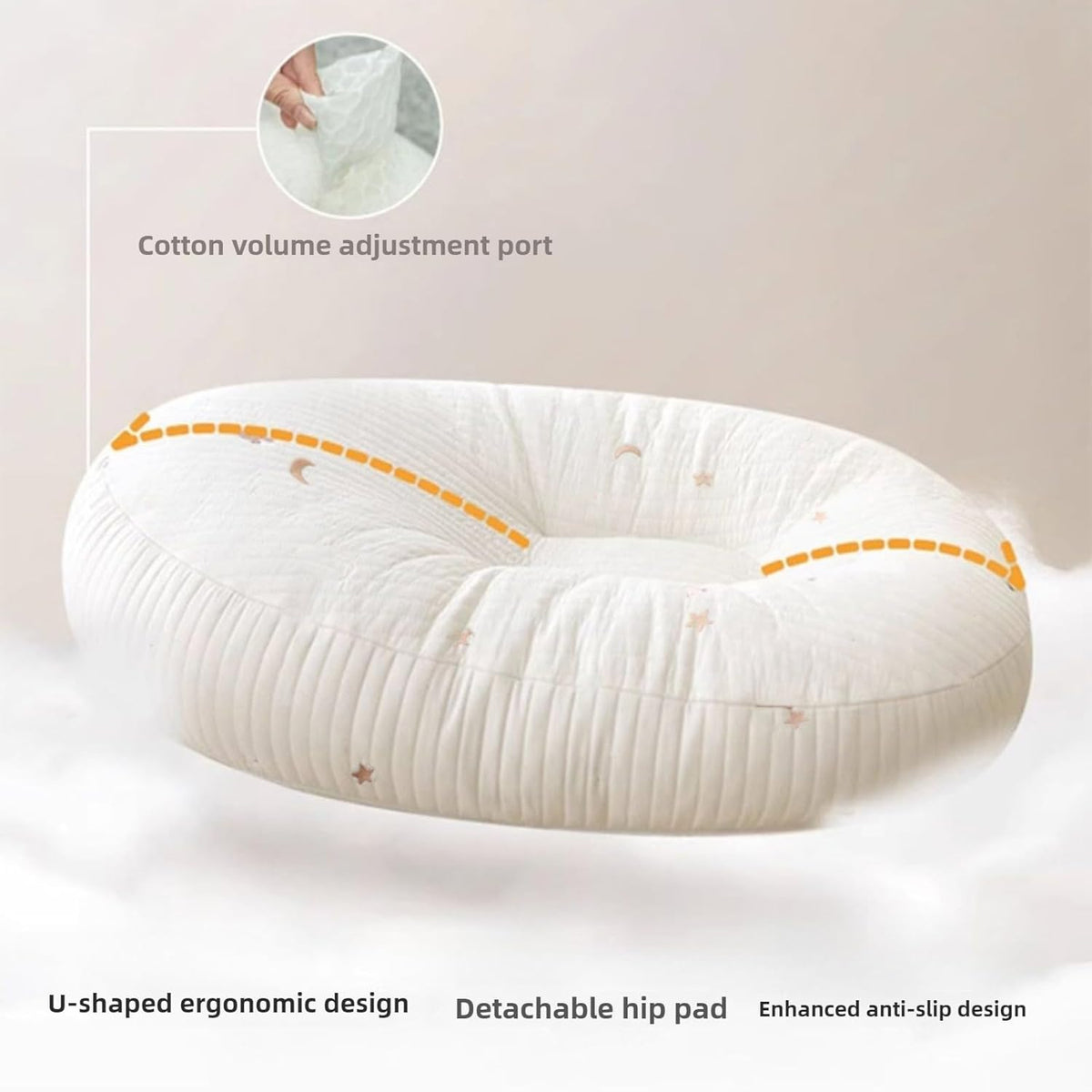 Large Nest Pillow with Cotton Cover, Skin Friendly Lounger Pillow Multifunctional Soft Floor Lounger Pillow Baby