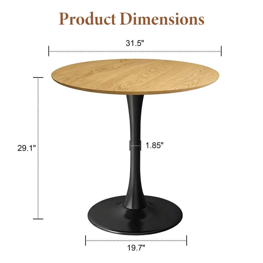 Inspired Saarinen Style 31.5" Modern Round Table, Tulip Base, Dining Coffee Table, Natural