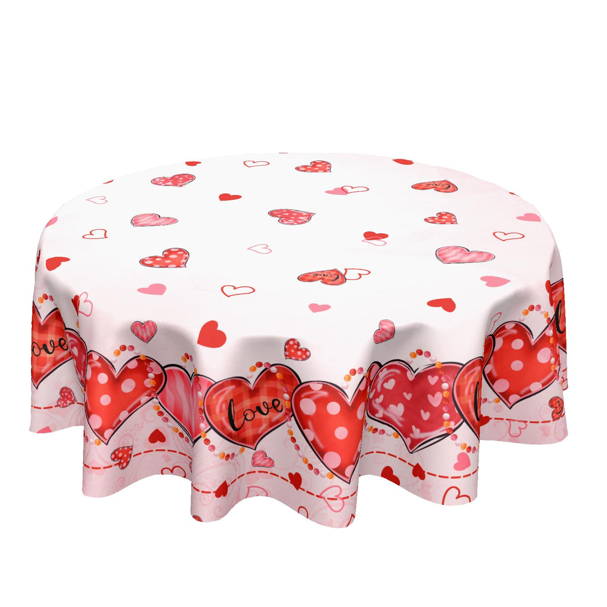 Valentine's Day Tablecloth Round 70 Inch Pink Love Hearts Table Cloth Farmhouse Valentines Table Cover Dinner Room