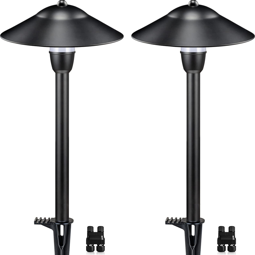 3W Low Voltage Pathway Lights, 3000K Classic LED Aluminum 2-Pack