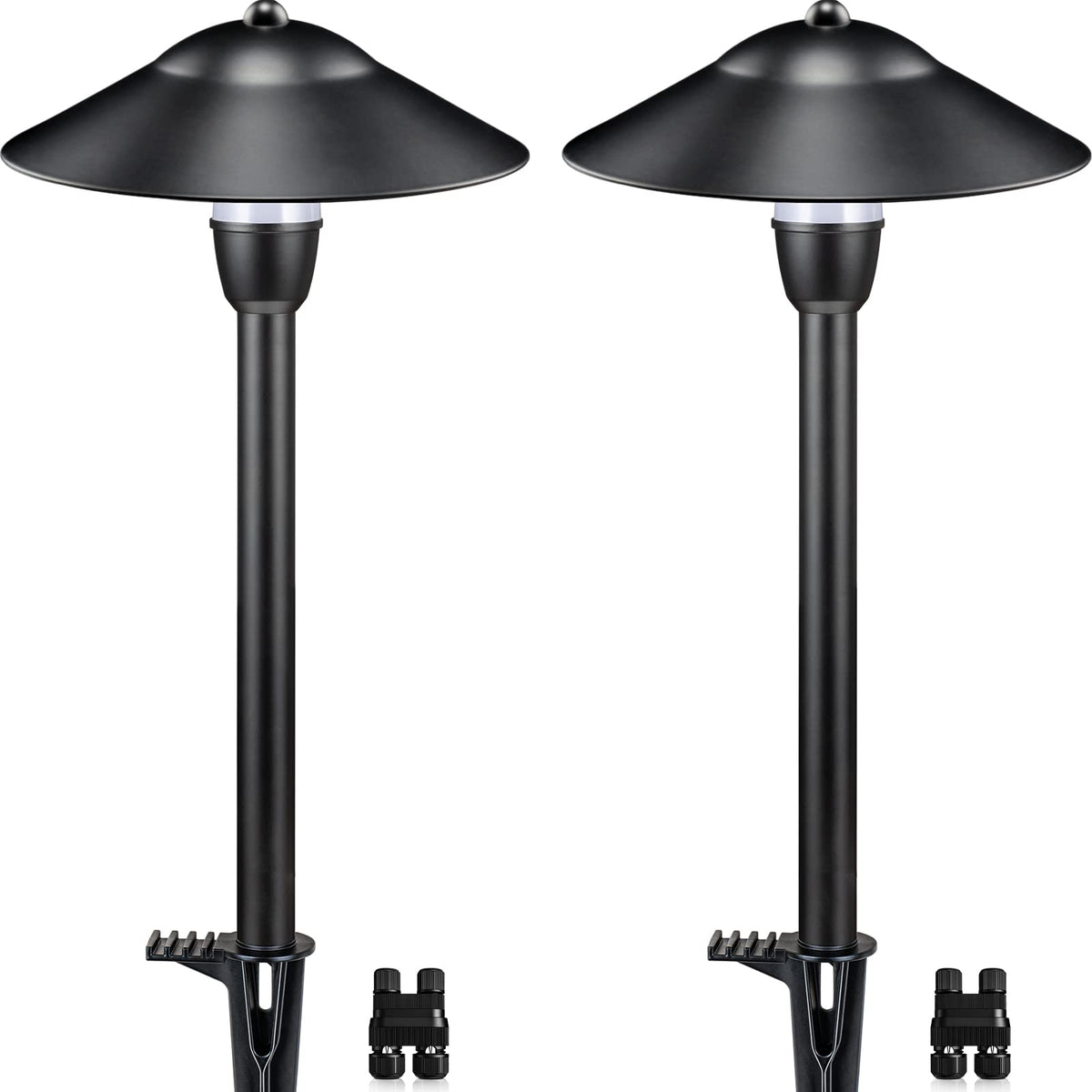 3W Low Voltage Pathway Lights, 3000K Classic LED Aluminum 2-Pack