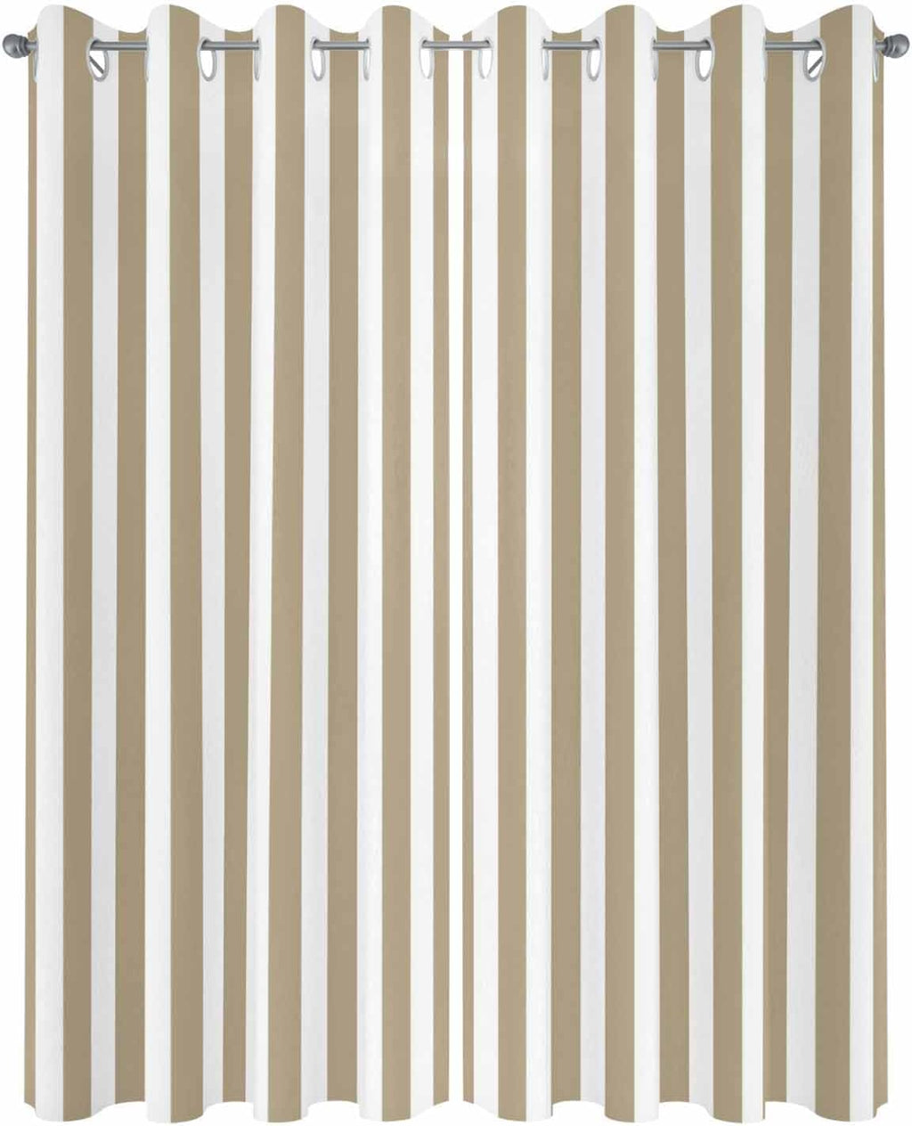 Outdoor Curtains (Set of 2 Panels) Waterproof Khaki and White Indoor/Outdoor Curtain Tiebacks Farmhouse Stripe Privacy Curtain Sun