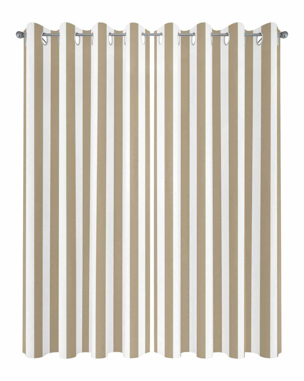 Stripe Outdoor Curtains Waterproof Outside Curtain 2 Panel, Khaki White Window Treatment Drapes Brown Striped Privacy