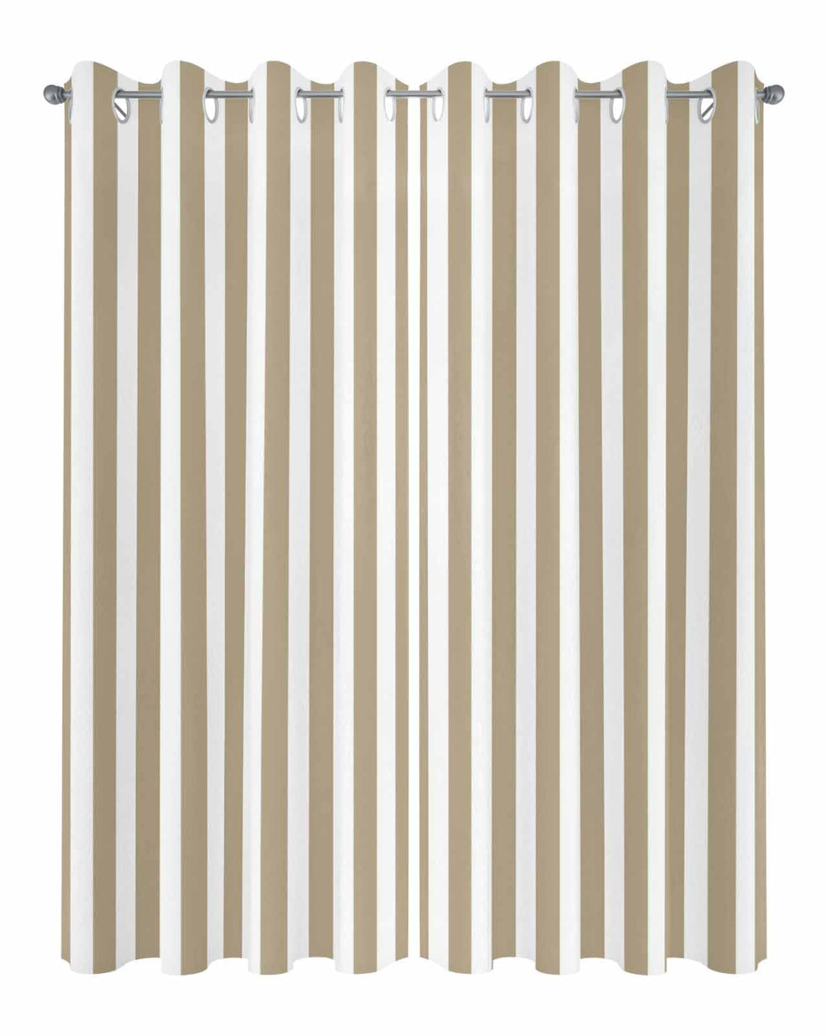 Stripe Outdoor Curtains Waterproof Outside Curtain 2 Panel, Khaki White Window Treatment Drapes Brown Striped Privacy