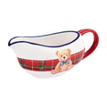 Blue Ribbon Teddy Bear 14oz Gravy Boat with Large Handle, Ceramic Sauce Boat for Creamer, Salad Dressings, Broth