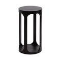 Inspired Saarinen Style Dahl Modern Slatted Wooden Round Drink Table; 12 x 23; Black; Transitional Wood Accent Pedestal Table for Use as