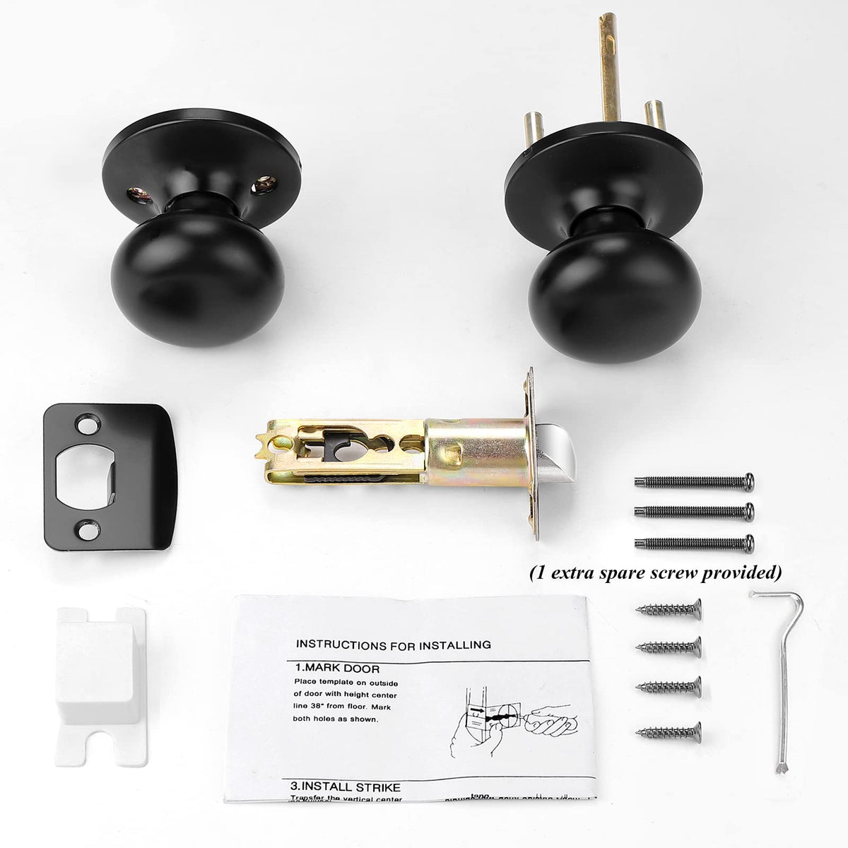 Door Knobs Interior, Passage Door Handles 10 Pack Matte Black Finish, Indoor Universible Levers for Closet Hallway