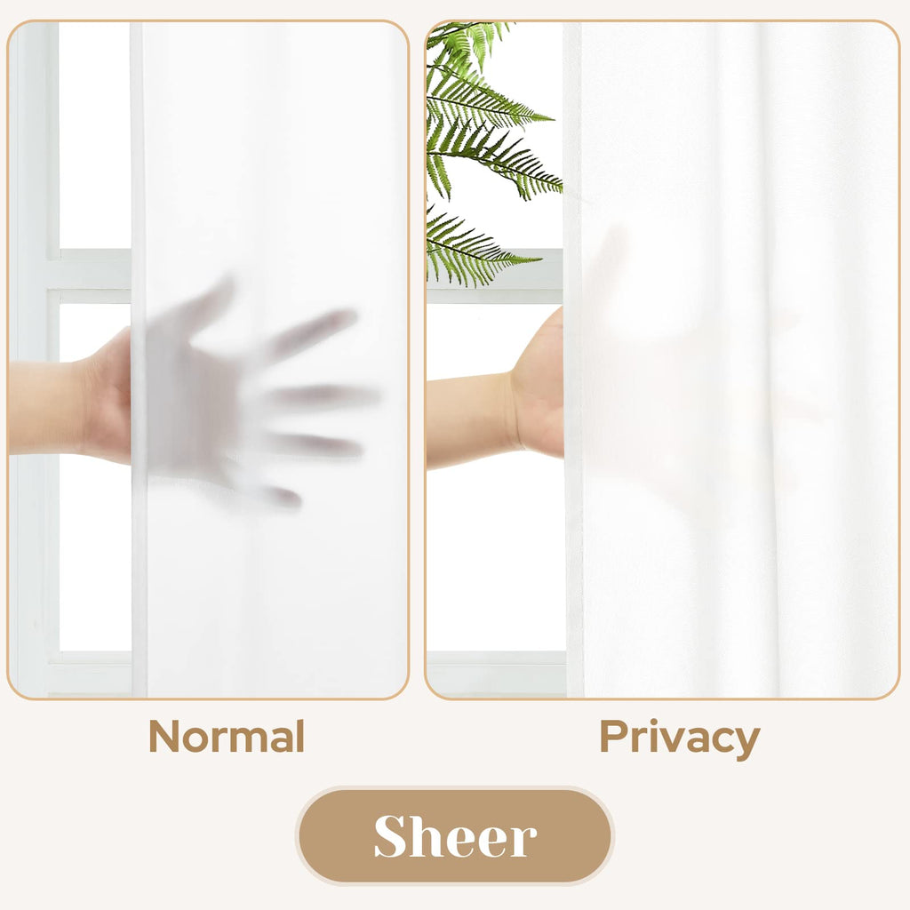 Non-See-Through White Privacy Sheer Curtains, 52 X 96 Inches Long