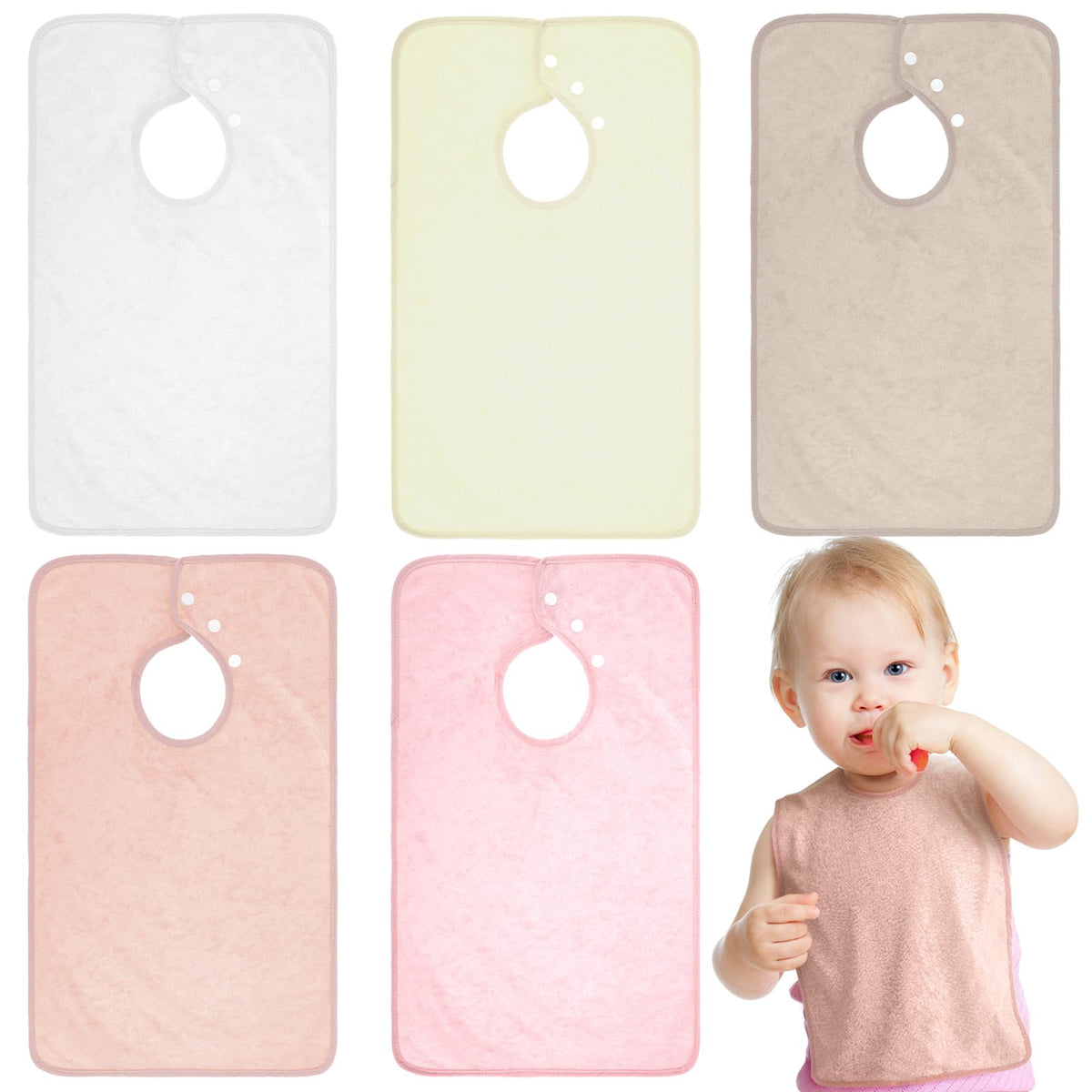 Full Coverage Pullover Toddler Baby Bibs, Lovely, 5 Pcs