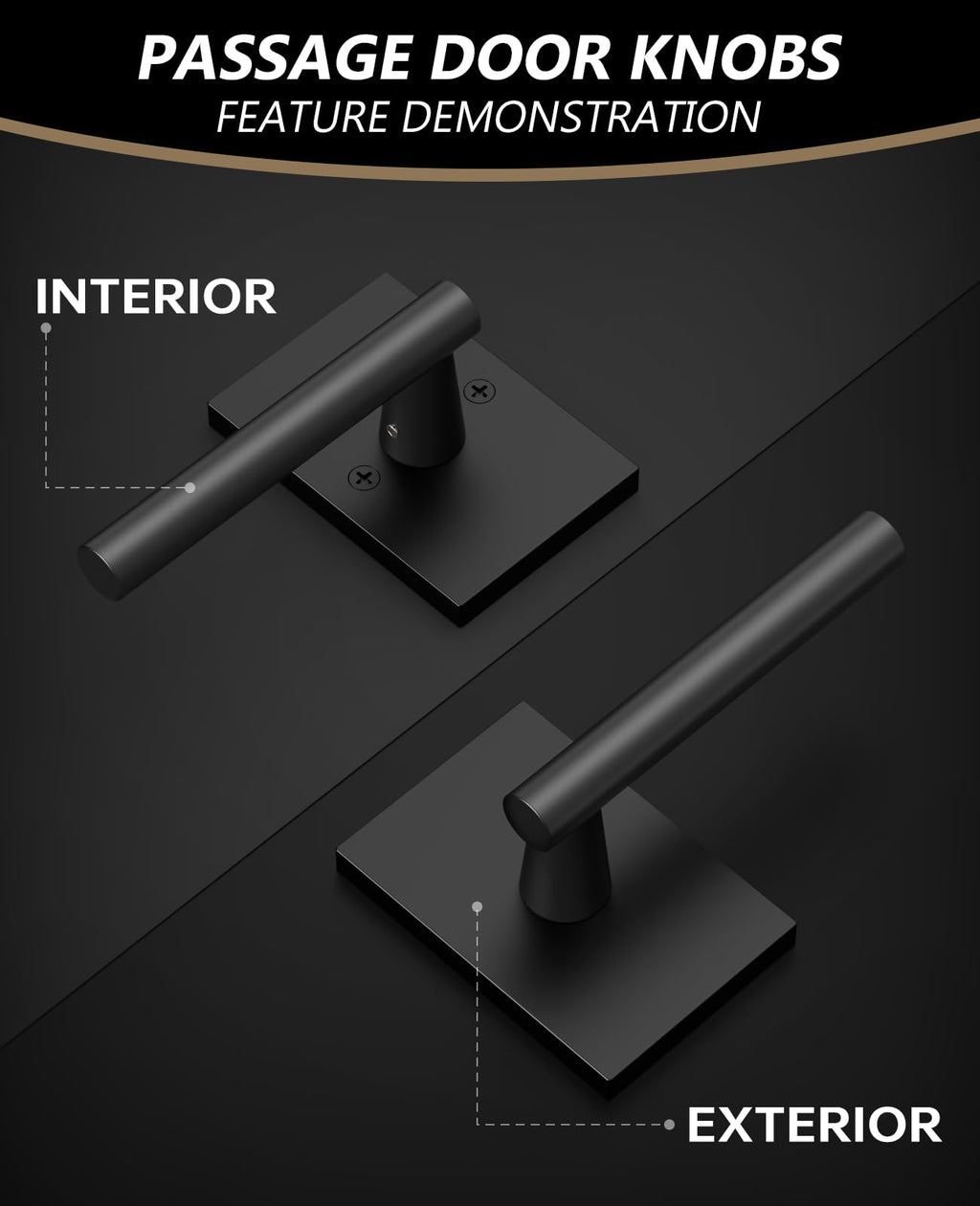 10 Pack Matte Black Passage Interior Door Handles