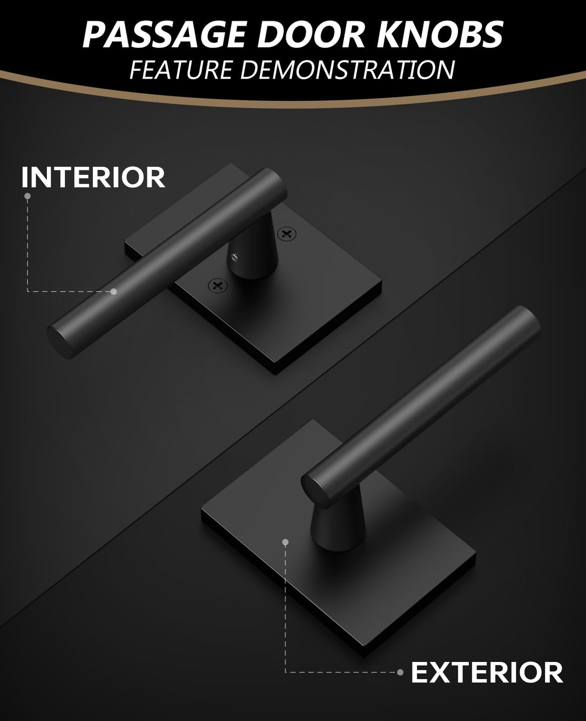 10 Pack Matte Black Passage Interior Door Handles