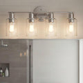 Brushed Nickel 4-Light Bathroom Light Fixture Over Mirror Sink, 4-Light Bathroom Vanity Lights Brushed Nickel Vanity