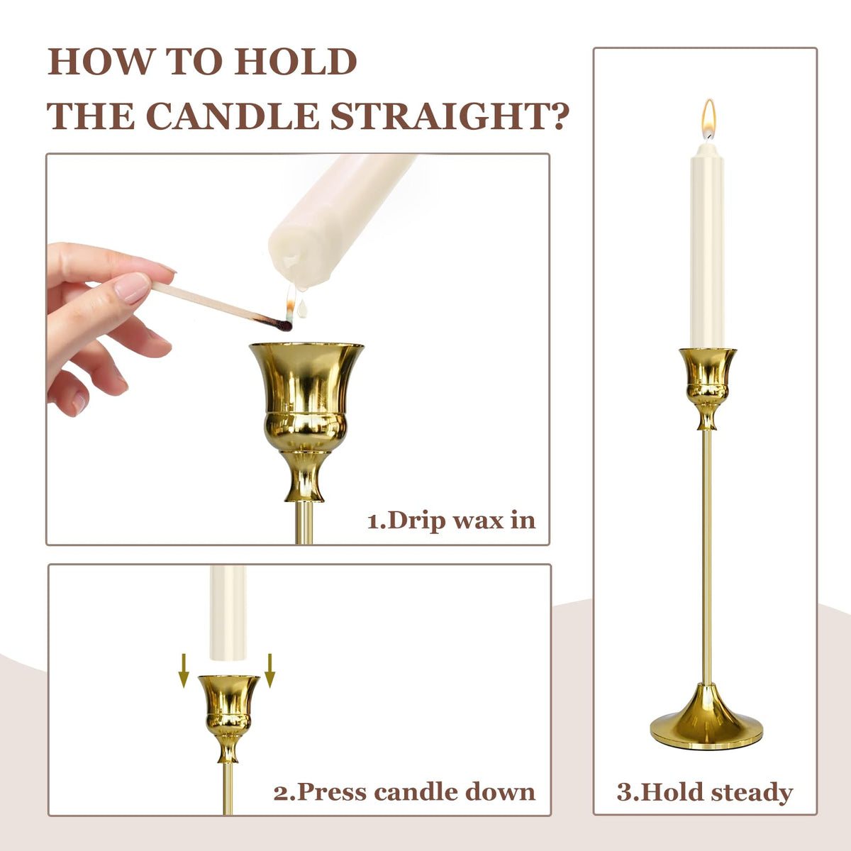 Candlestick Holders Silver, 9 Packs Taper Candle Holder for Candlesticks, Candle Sticks Holder Decor Decor