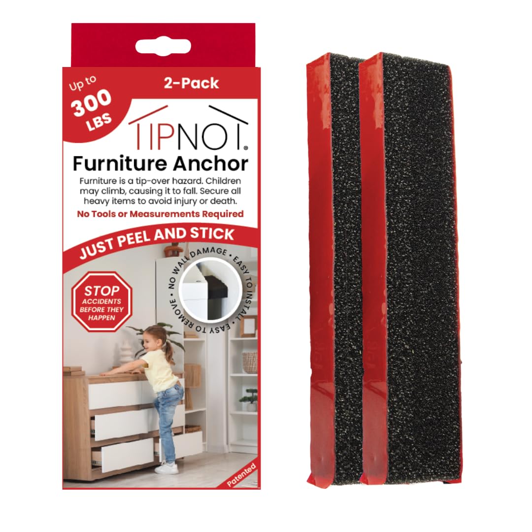 Adhesive Furniture Anchor, No-Drill, Aesthetic & Invisible Once Installed, Anti-Tip Furniture Safety Anchor to