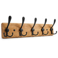 Solid Oak Rustic Coat Rack Wall Mount with 5 Hooks, 17 Inch