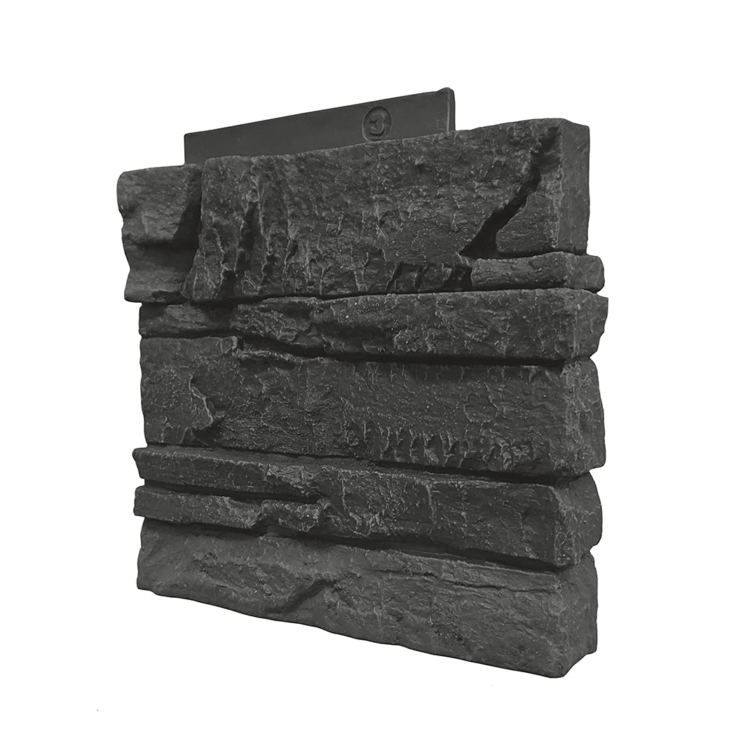 Faux Stacked Stone Right Corner Panel 12.5" x 11.25" in Iron Ore Color for Do It Yourself Friendly Home Improvement