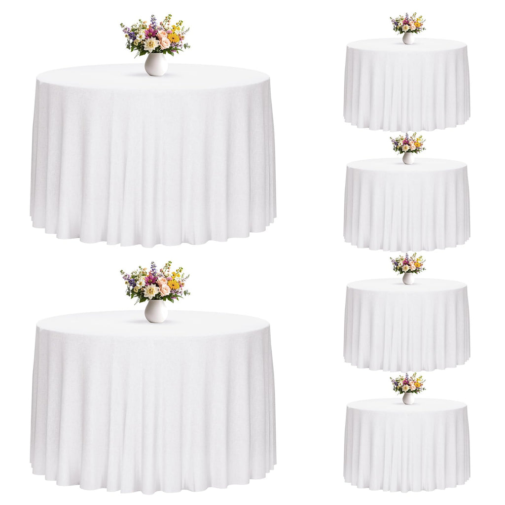 6 Pack 108 Inch Tablecloths Round White Table Cover