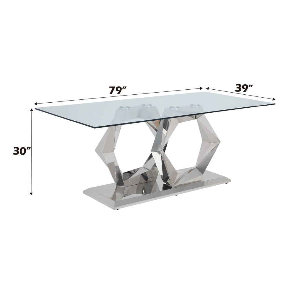 Gianna Dining Table in Clear Glass & Stainless Steel