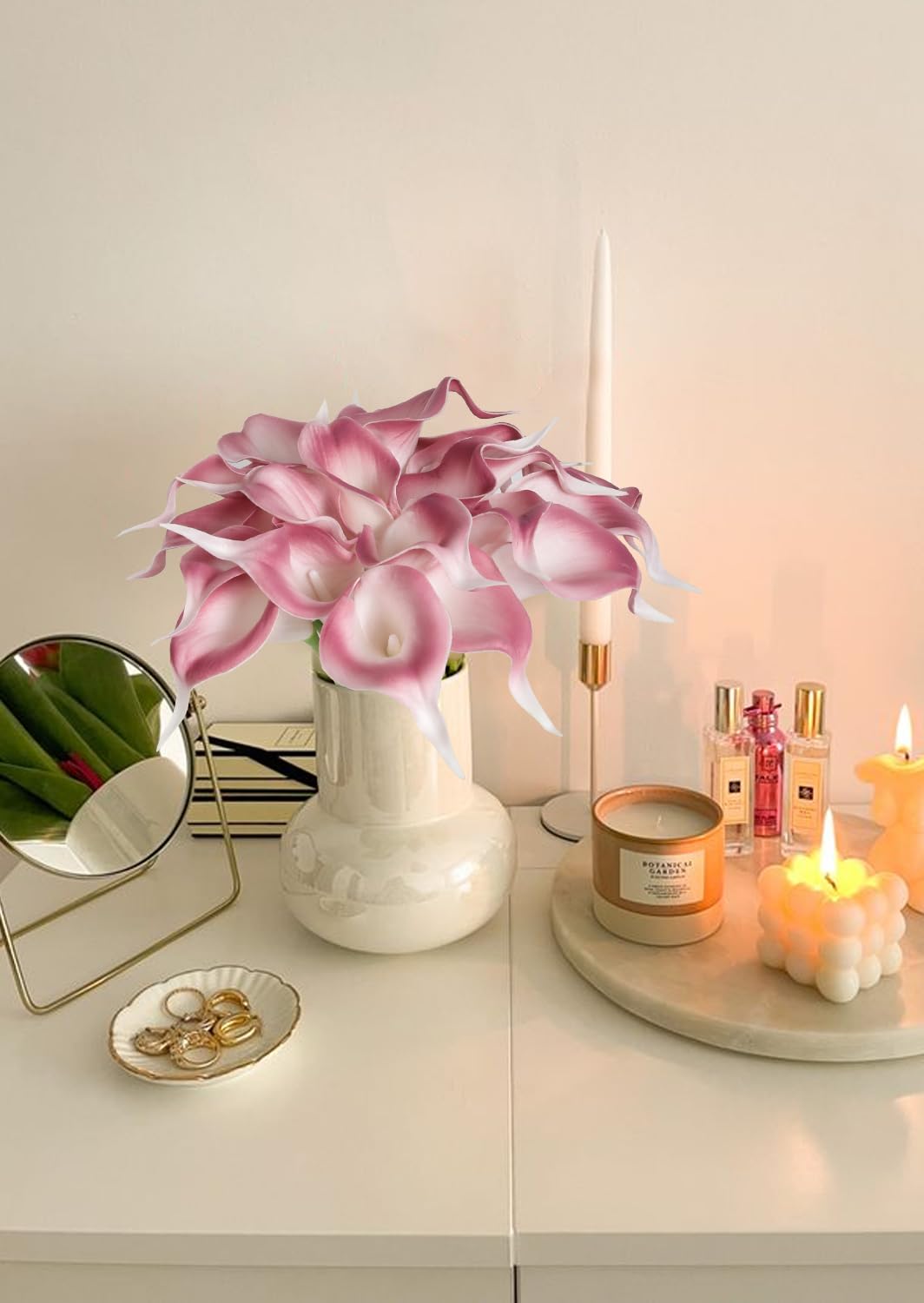 Pink Fake Calla Lily Flowers 24PCS Real Touch Pink Calla Lily Faux Flowers Arrangement Party Wedding Bouquet