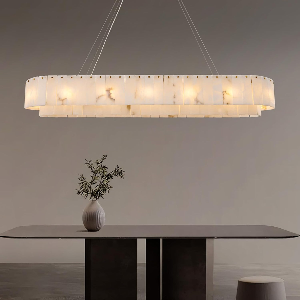 54" Gold Large Modern Rectangular Chandelier