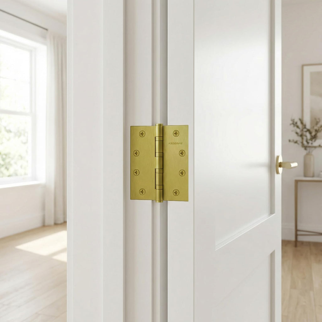 Satin Brass 4 inch Stainless Steel Door Hinges, Heavy Duty Interior/Exterior Door Hinge, Rust-Proof, 304 SS Ball