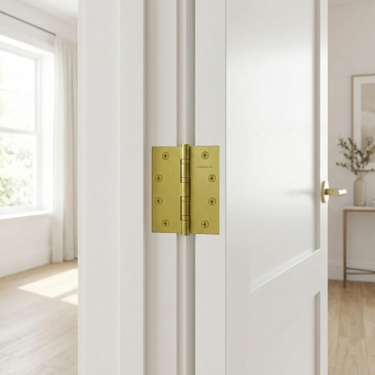 Satin Brass 4 inch Stainless Steel Door Hinges, Heavy Duty Interior/Exterior Door Hinge, Rust-Proof, 304 SS Ball