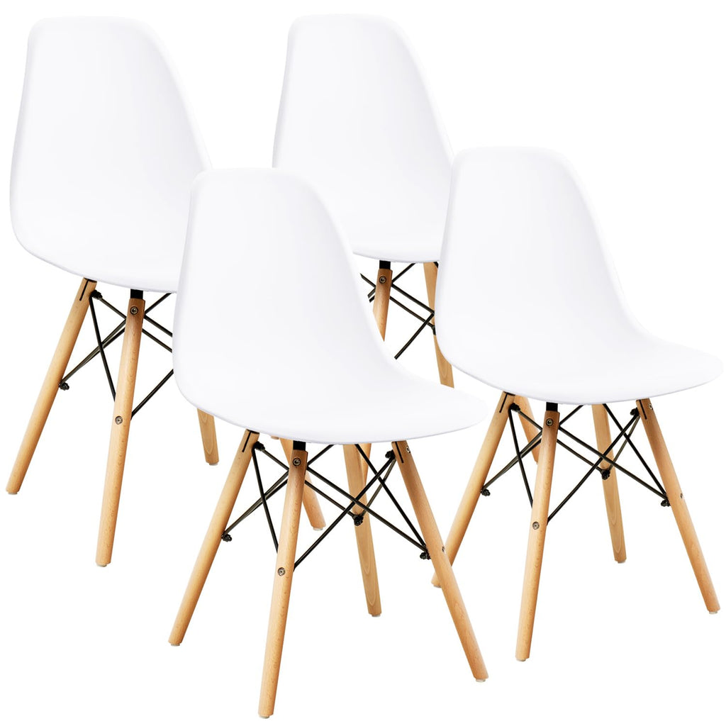 Inspired Eames Style Modern Dining Chair Mid Century Modern DSW, Indoor Plastic Shell Lounge Plastic Chairs Side Chairs Set of 4