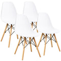 Inspired Eames Style Modern Dining Chair Mid Century Modern DSW, Indoor Plastic Shell Lounge Plastic Chairs Side Chairs Set of 4