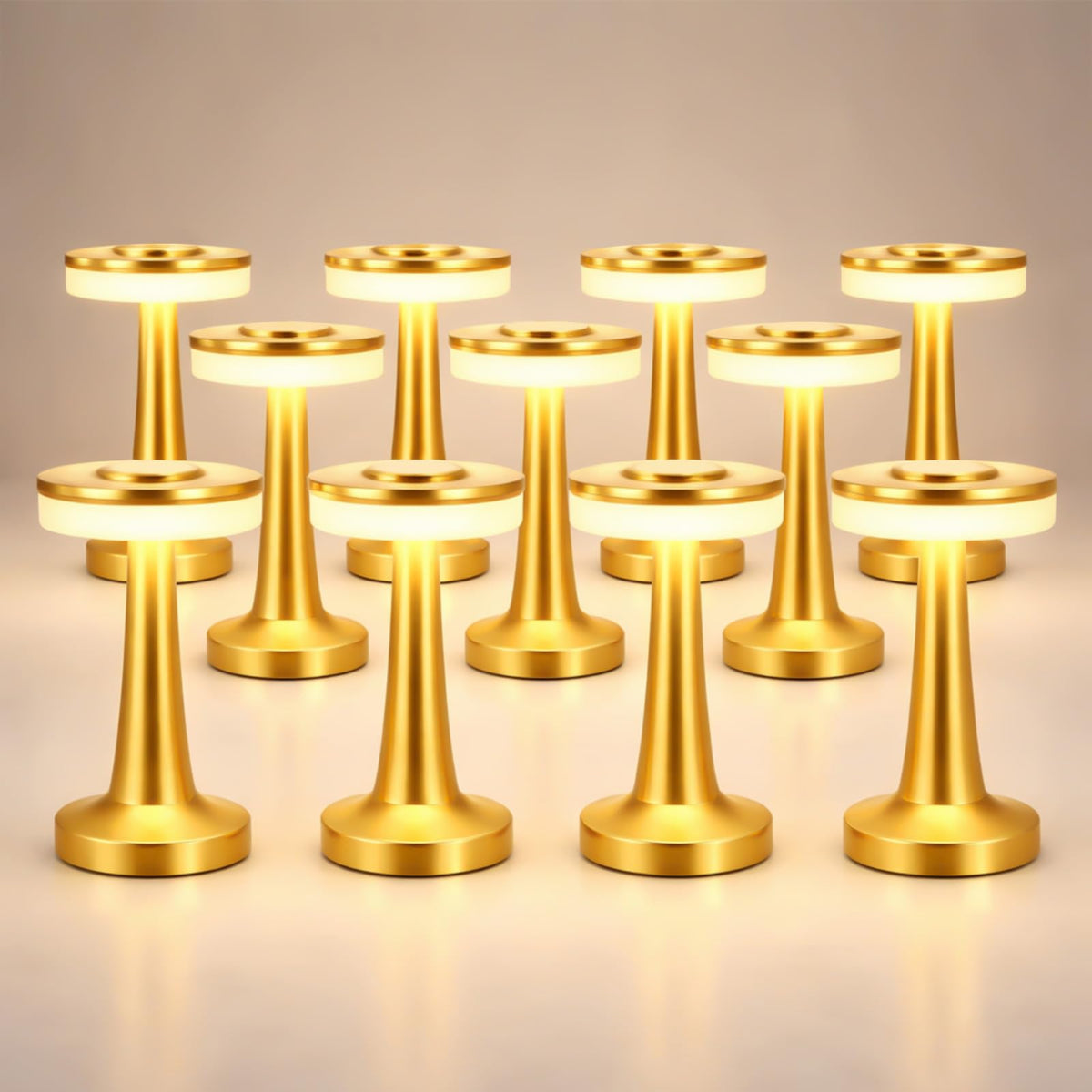 12 Pcs LED Cordless Table Lamp Bulk Rechargeable,Gold