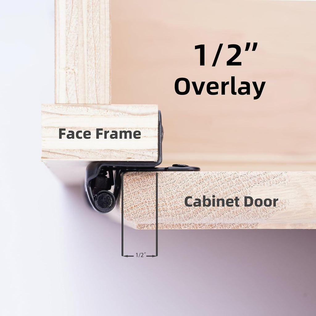 50 Pack Oil Rubbed Bronze Cabinet Hinges for Cabinet Doors (25 Pairs) - 1/2" Overlay Semi-Wrap Self-Closing Face