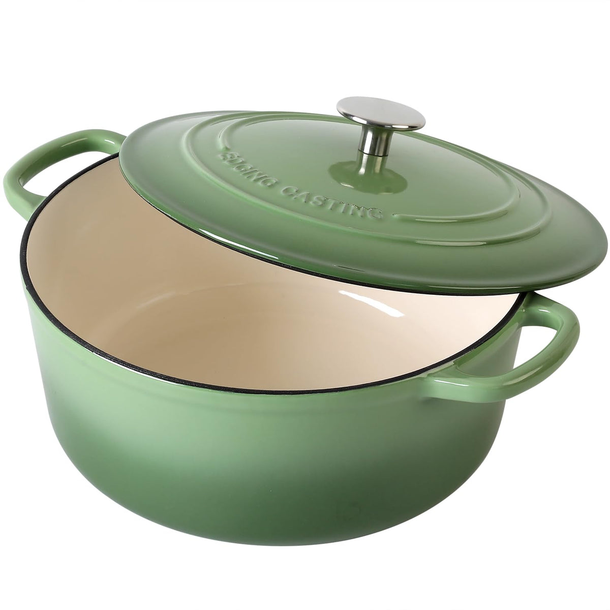 Enameled Dutch Ovens Cast Iron Dutch Oven Pot with Lid for Bread Baking, Cook, Dual Handle, 7 Quart, Pistachio Green