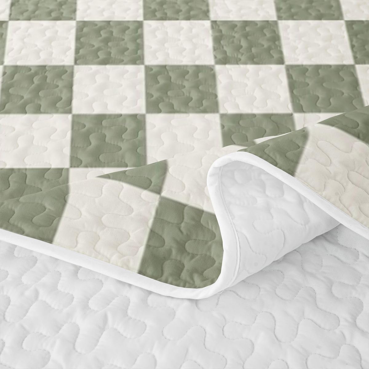 Green Plaid Quilts for Bed, Buffalo Check Bedspreads Soft Bed Summer Lightweight Comforter, Geometric Coverlet