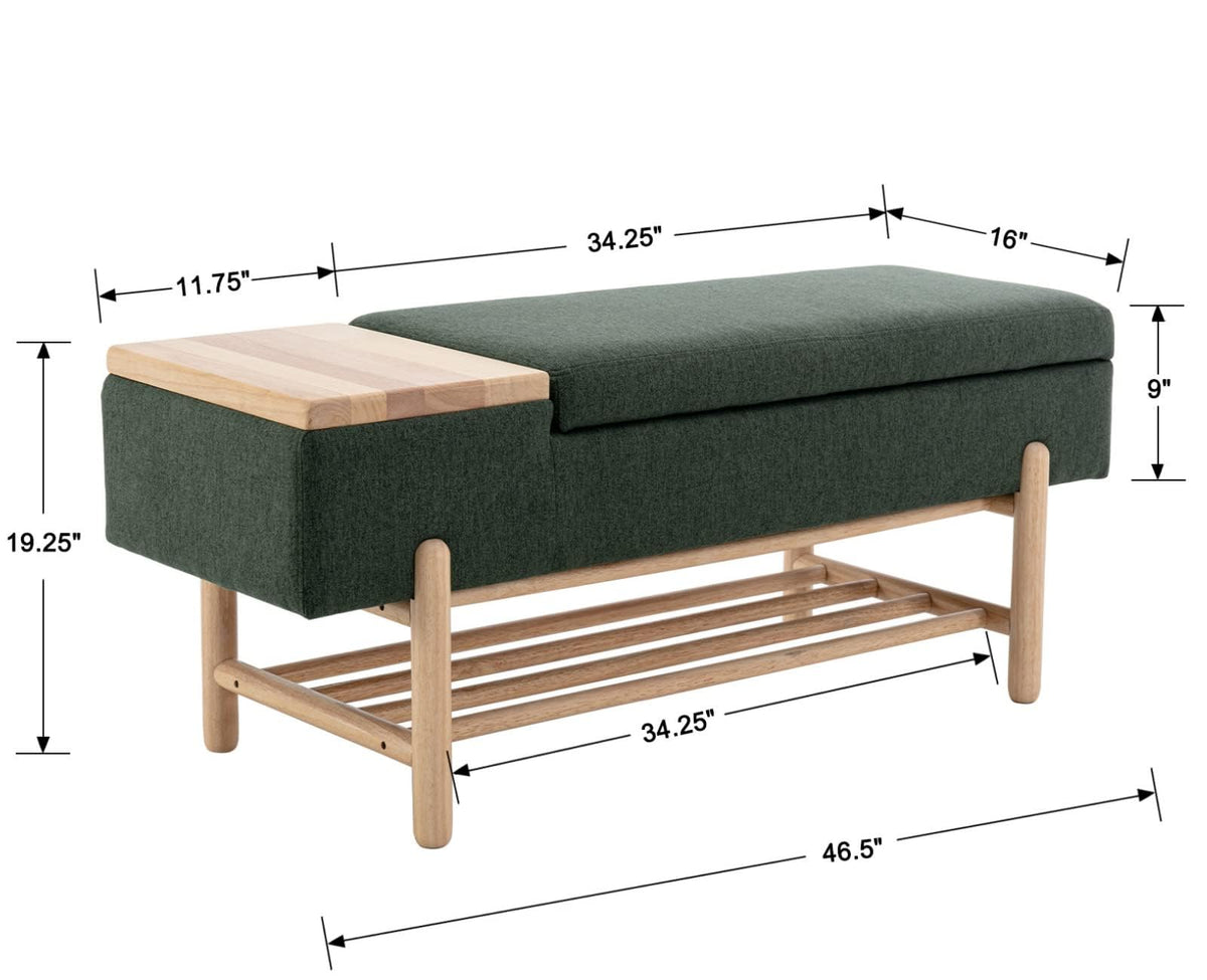 Modern Storage Bench End of Bed Linen Upholstered Entryway Bench with Shoe Rack Ottoman Window Bench with Wood Frame