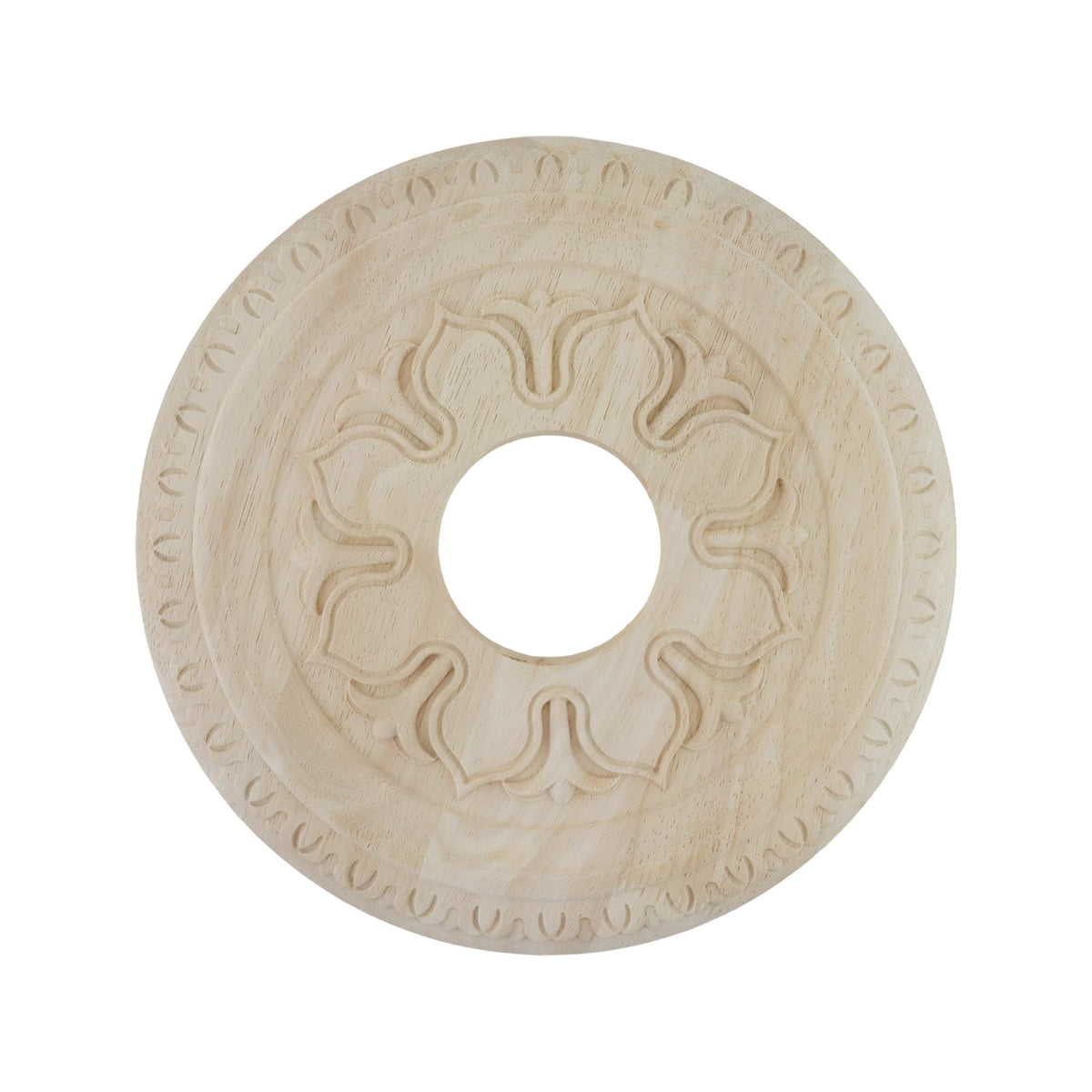 Wood Ceiling Medallion 3.15"ID,Natural Unfinished,11.81"OD x 0.55"T