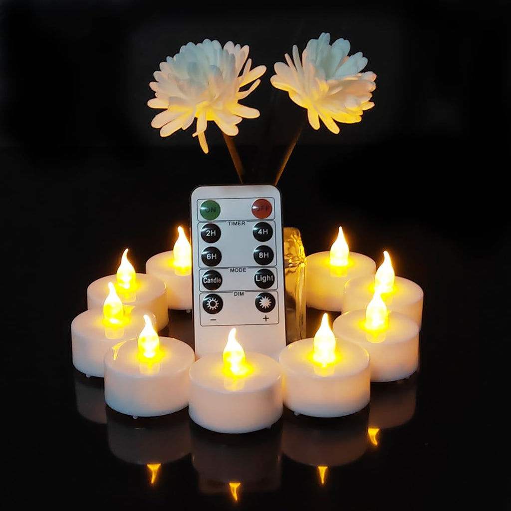 Remote flameless led Tea Light Candles with Timer, Realistic Flickering tealight Candles with Remote, Safe Decorative
