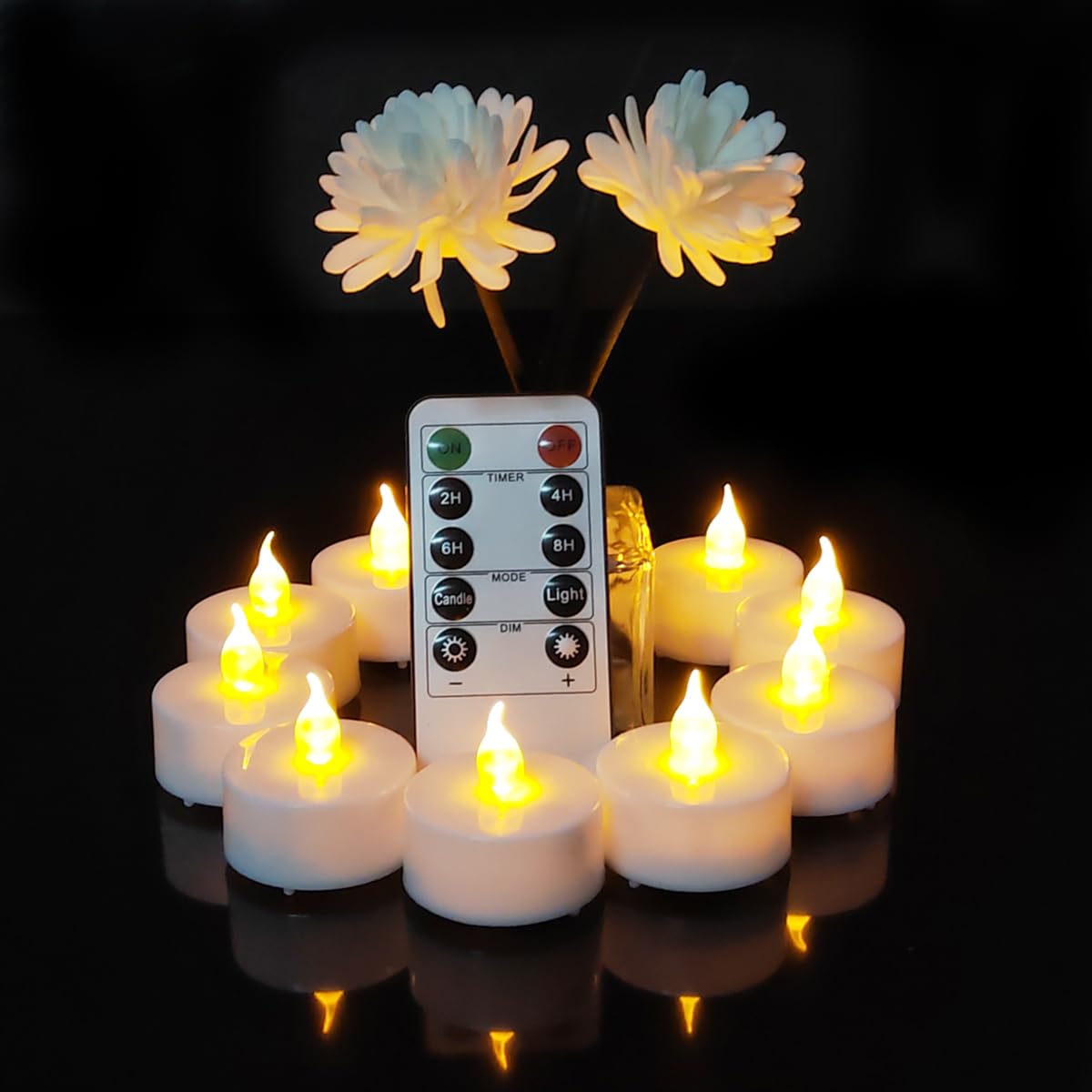 Remote flameless led Tea Light Candles with Timer, Realistic Flickering tealight Candles with Remote, Safe Decorative