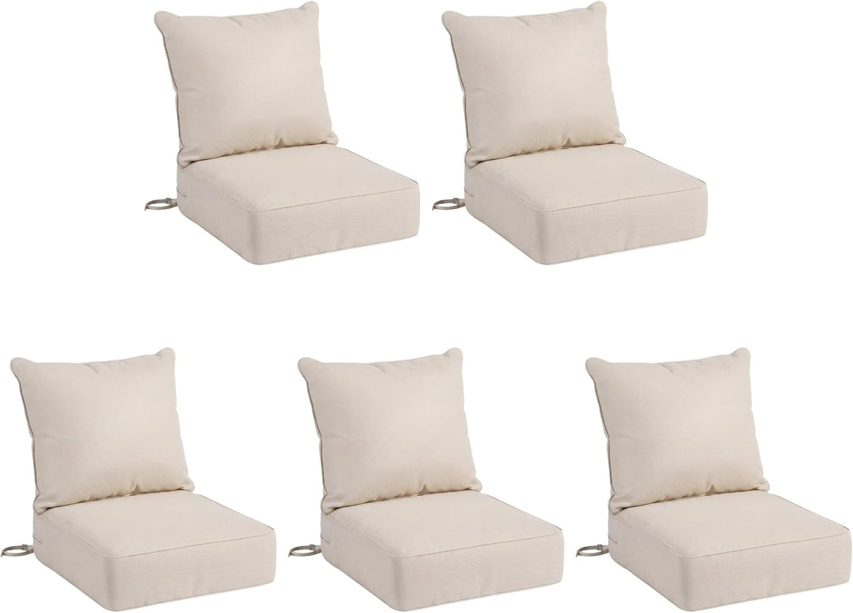 6" Thick Outdoor Cushion 24 x 24 Inch, Deep Seat Waterproof Patio Chair | Cushions with Adjustable Buckle Straps &