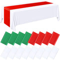 16 Pcs Christmas Red and Green Tablecloths Satin Table Runner Set