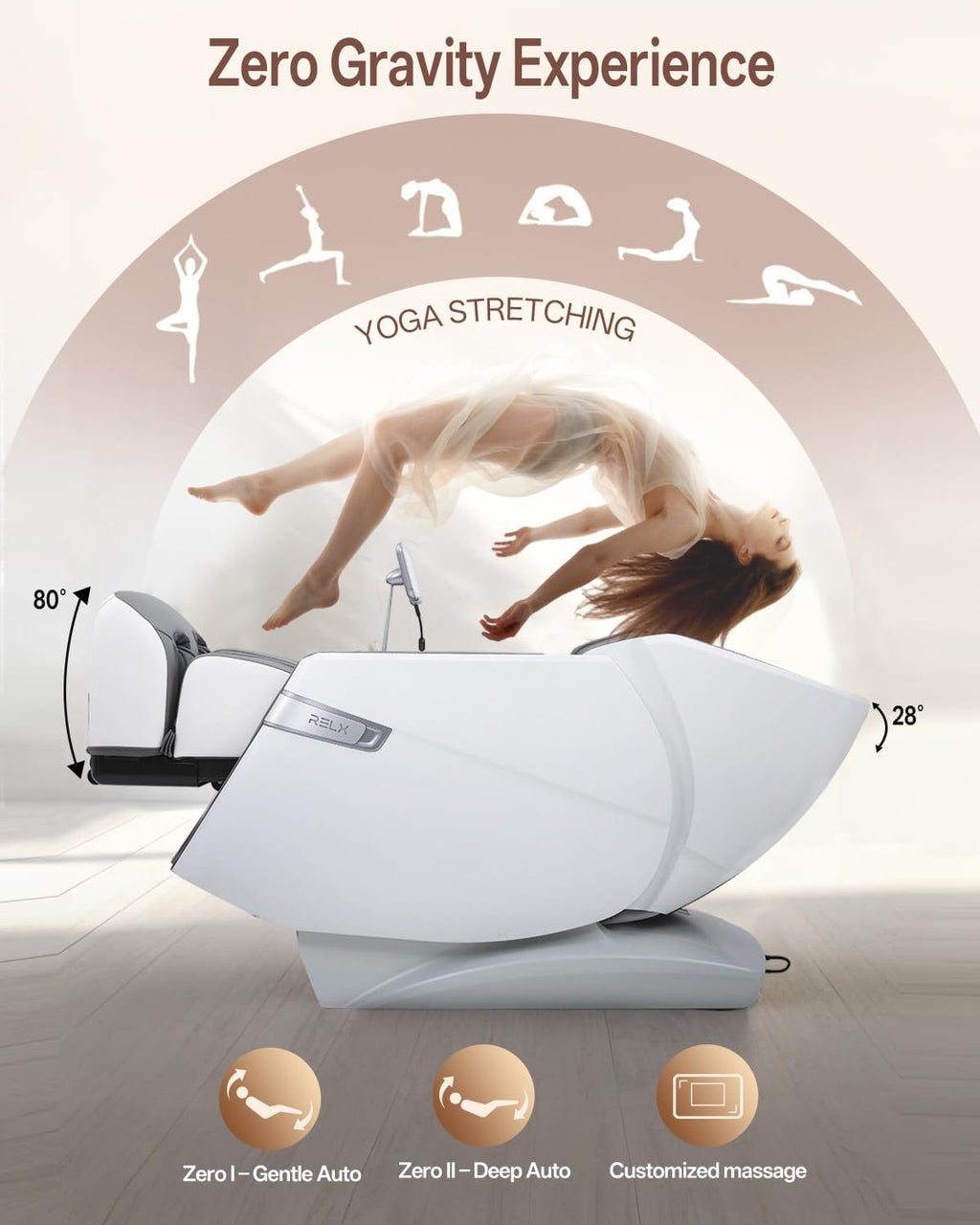 4D Massage Chair Full Body, Zero Gravity Shiatsu, Body Scan, White | 23 Modes Shiatsu Massage Chair Built-in Heat