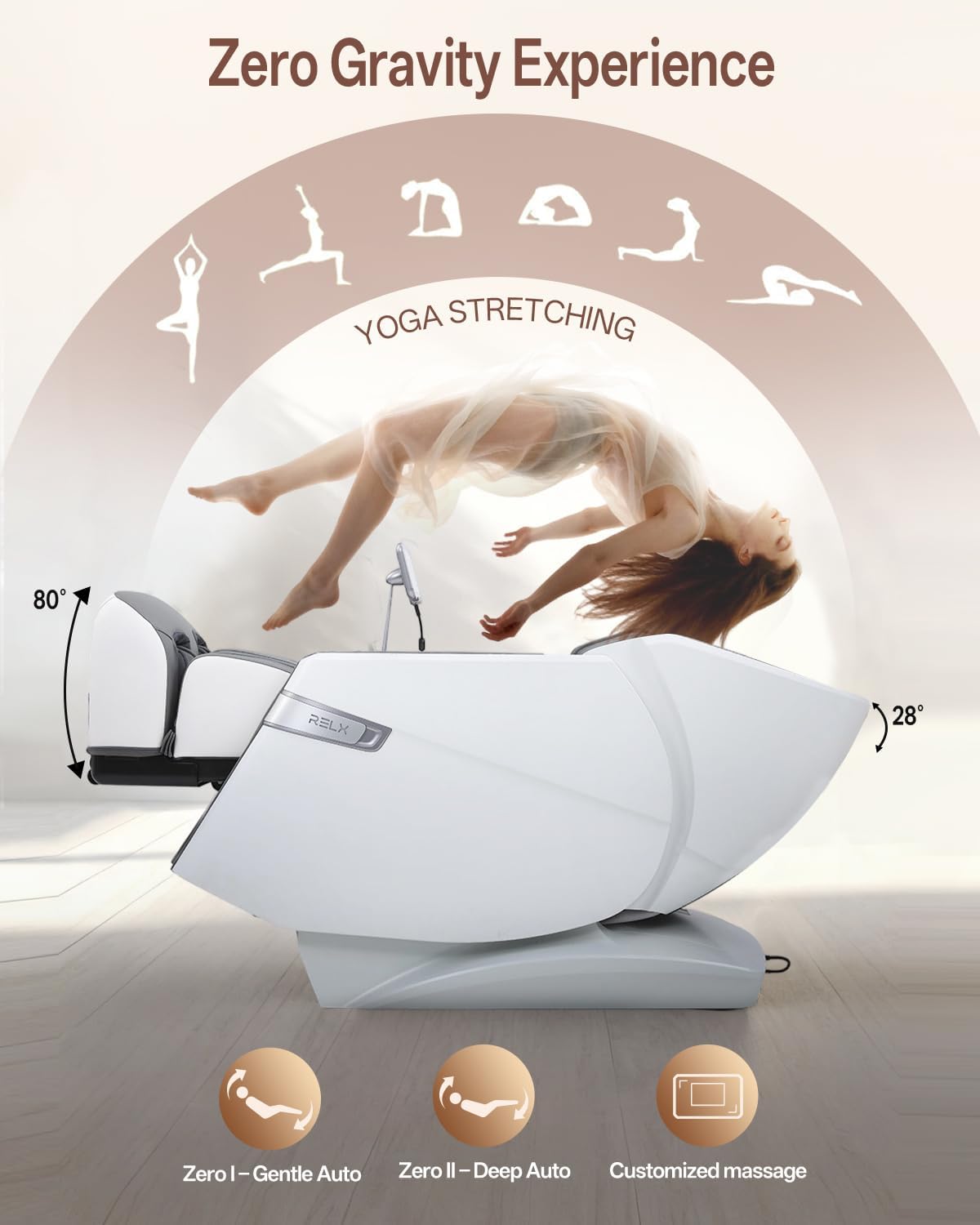 4D Massage Chair Full Body, Zero Gravity Shiatsu, Body Scan, White | 23 Modes Shiatsu Massage Chair Built-in Heat