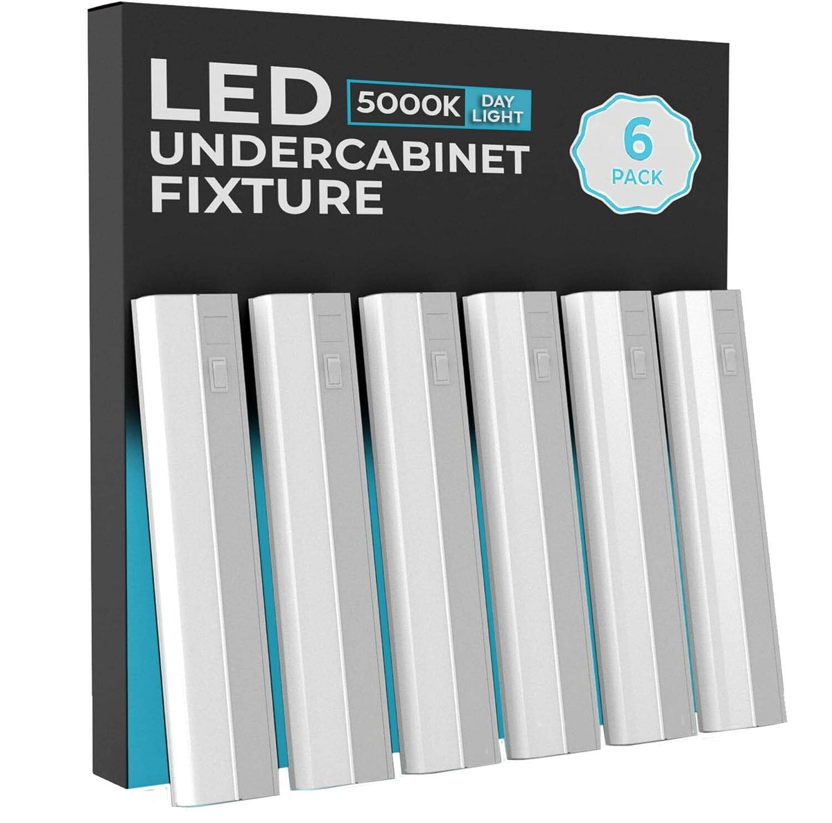 6 Pack 24" Hardwired Under Cabinet Lighting, 5000K Daylight, ETL, 1250lm