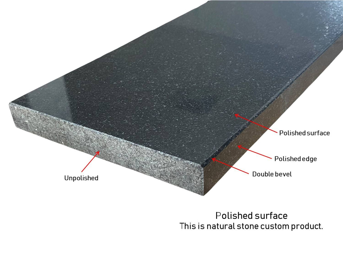 Shower Curb Threshold Absolute Black Granite Tile (Marble Saddle) Polished, Maintenance Free, Stain Resistant Also
