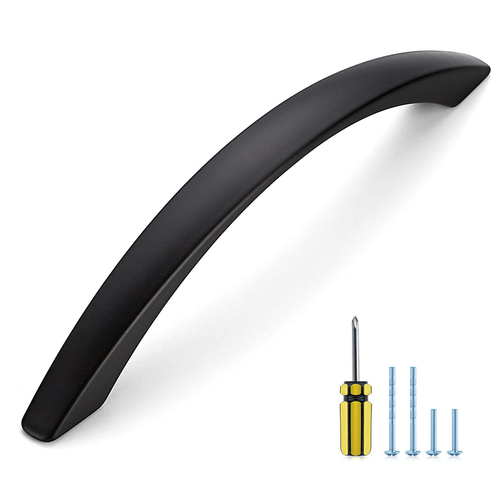 10 Pack Cabinet Pulls 5 Inch Matte Black Curved Drawer Pulls Cupboard Arch Pulls for Dresser Drawer Cabinet Hardware