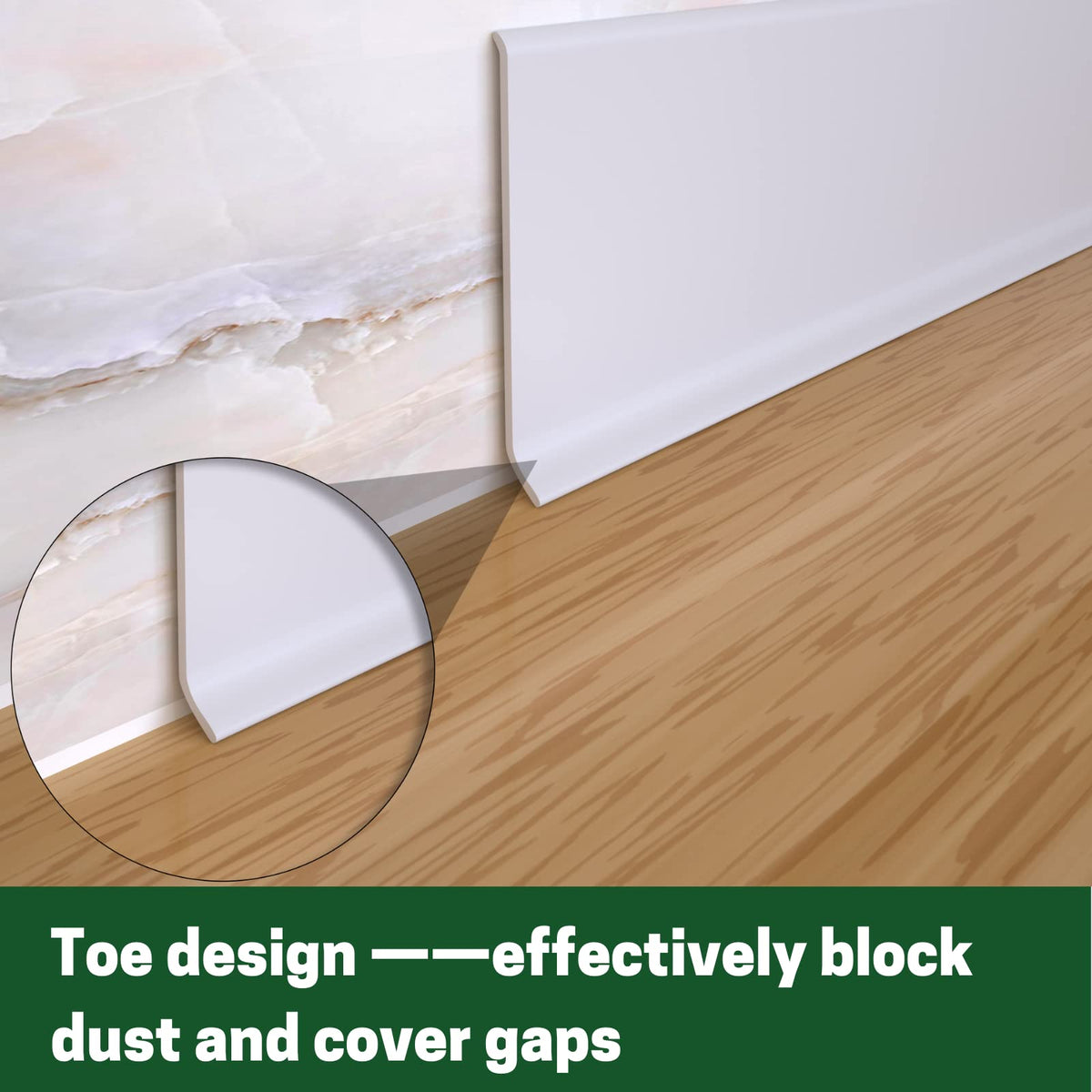 Peel and Stick Rubber Baseboard Molding, 6 Inch x 40 Feet, White